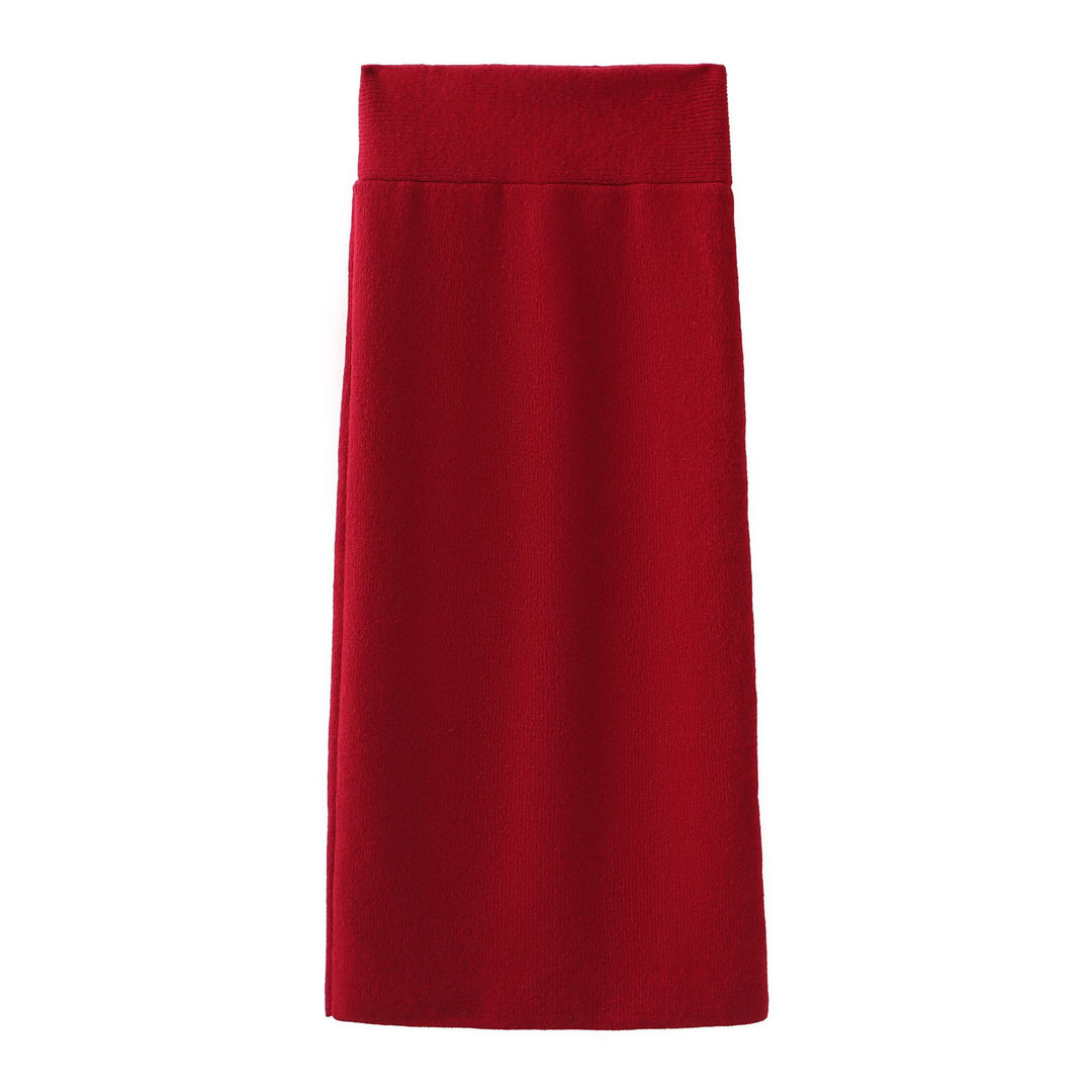 Maxi knit dress for women with off-shoulder neckline and voluminous sleeves Lune London