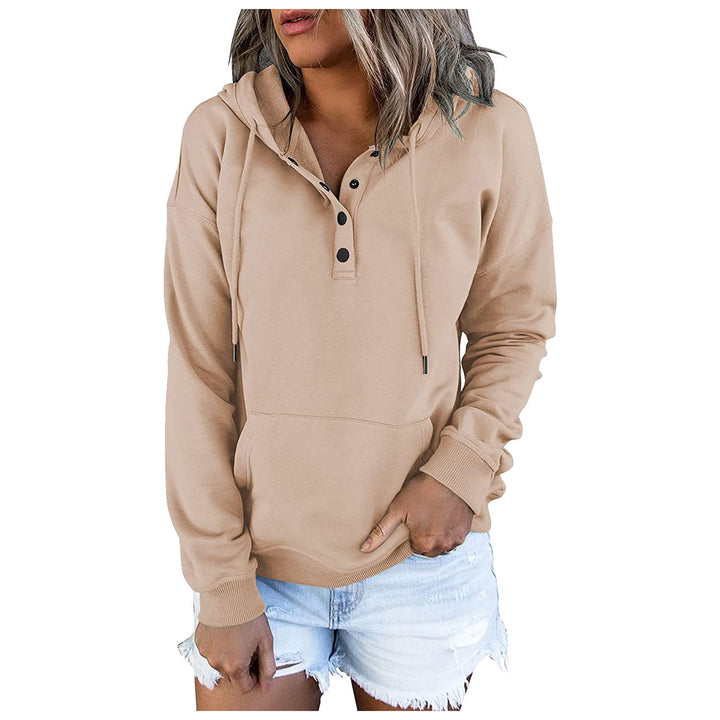 Ladies hoodie with integrated button placket Lune London