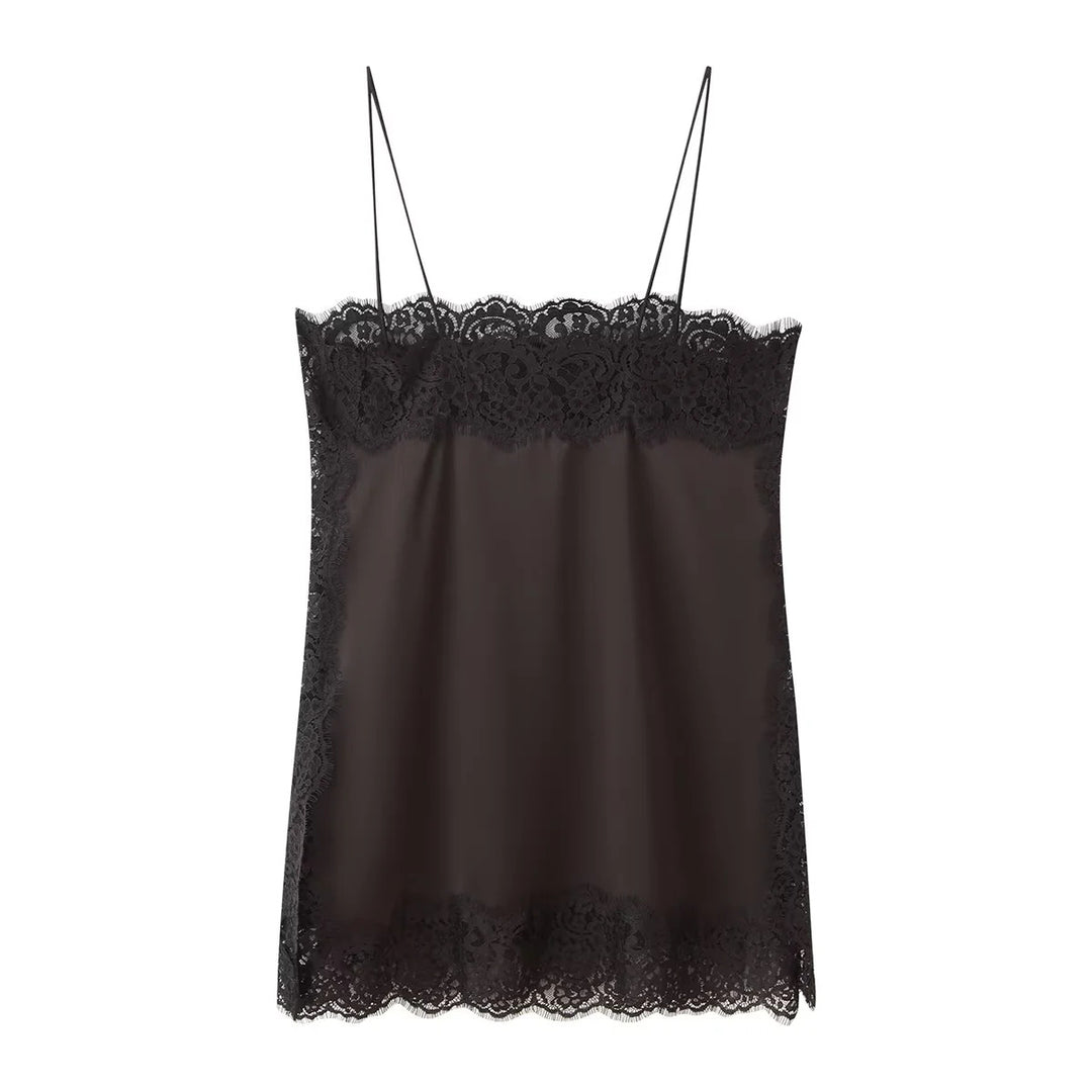 Elegant satin pants for women with lace accents Lune London