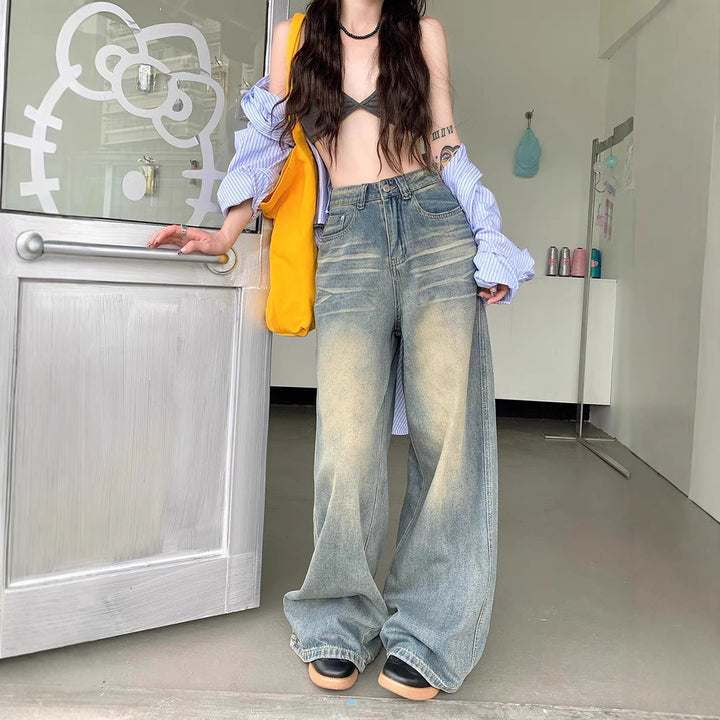 Jeans loose fit pour femmes avec effets vintage Chic & Stil