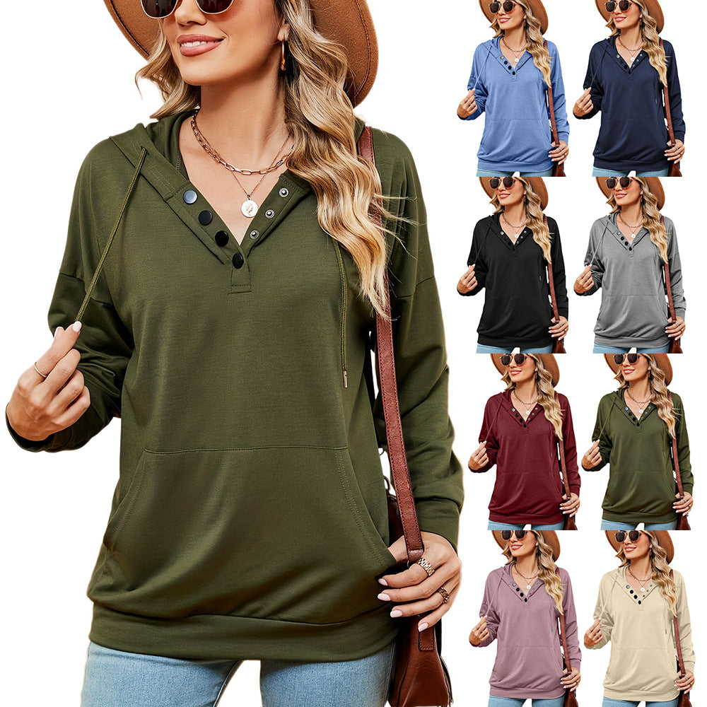 Hooded sweatshirt for women with trendy button details Lune London