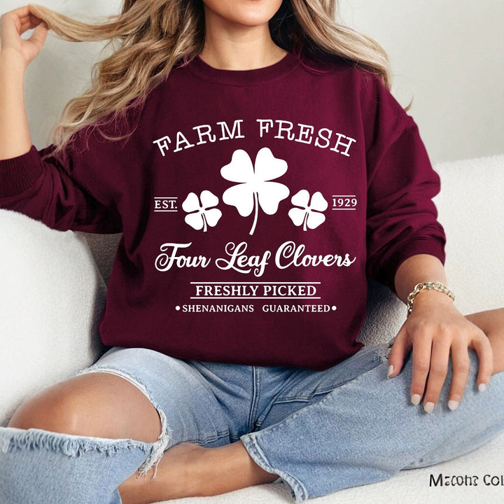 Sweat-shirt de loisirs pour femmes avec motif de trèfle inspiré du vintage et coupe confortable Chic & Stil