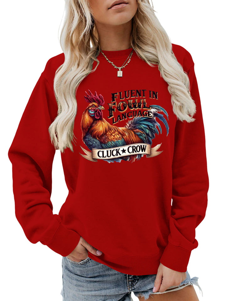 Sweat-shirt pour femmes avec motif de poulet humoristique et coupe confortable Chic & Stil