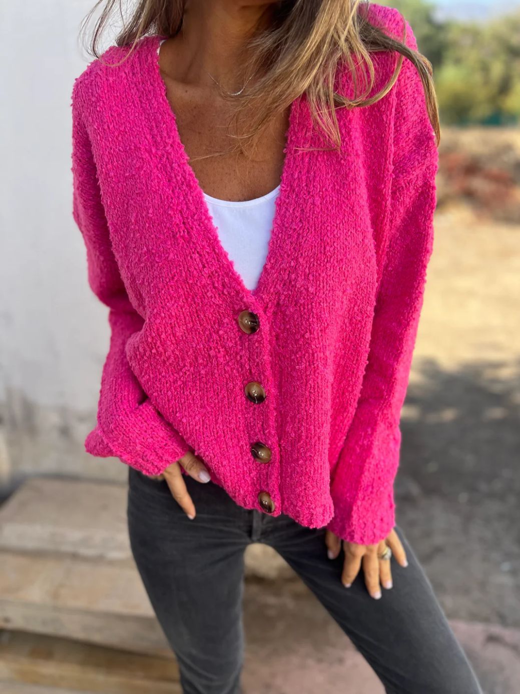 Ladies Comfortable Knit Vest with Chic and Stylish Button Details