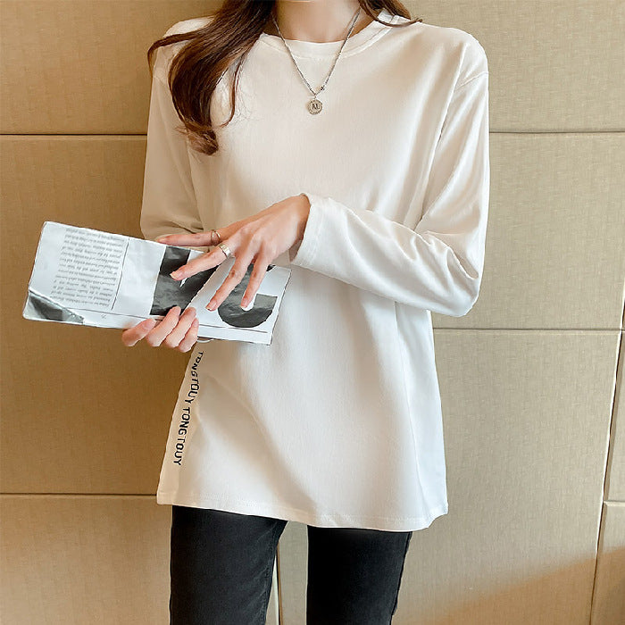 Women's Casual Long Sleeve Shirt with Modern Round Neck Chic & Stil