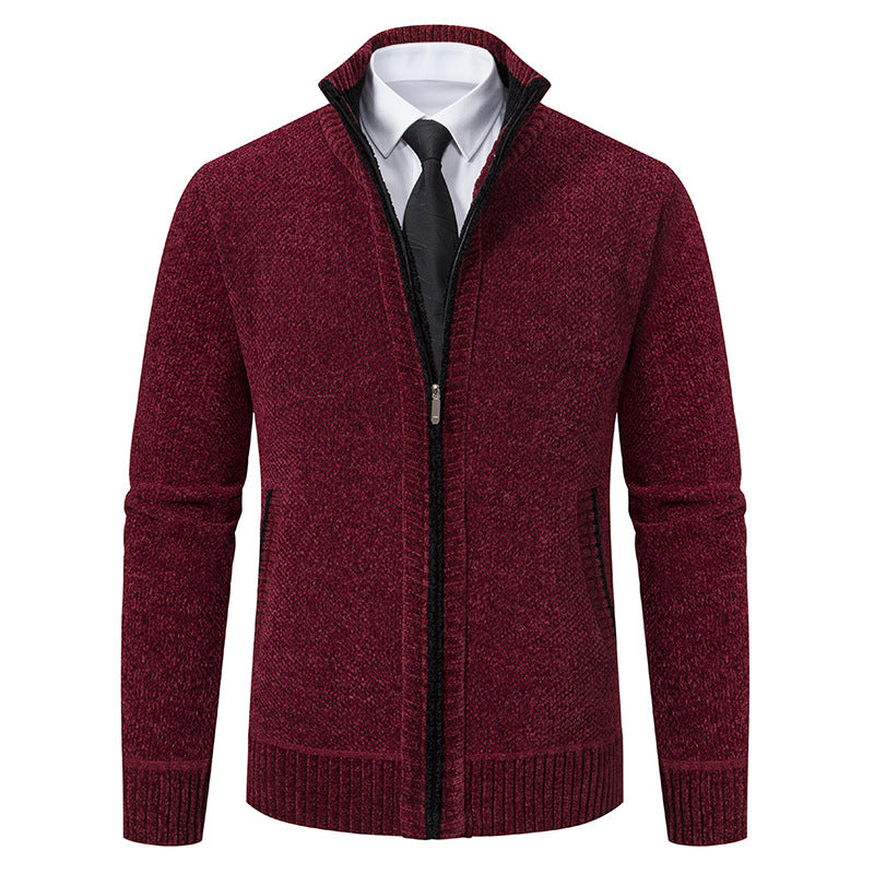 Elegant knitted jacket for men with modern zipper and high collar Lune London
