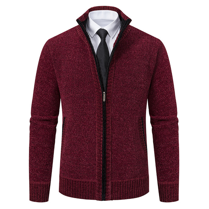 Elegant knitted jacket for men with modern zipper and high collar Lune London