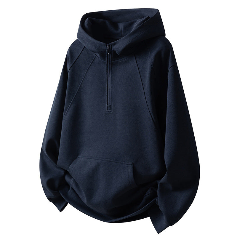 Men's Sporty Fleece Hoodie with Half Zip Lune London