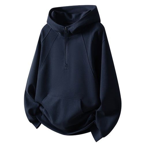 Men's Sporty Fleece Hoodie with Half Zip Lune London
