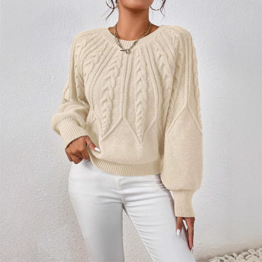 Knit sweater for women with cable pattern and wide sleeves Lune London