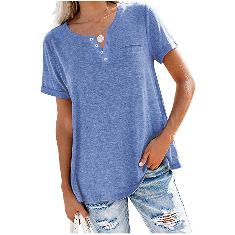 High quality women's t-shirt with button detail and relaxed fit Lune London