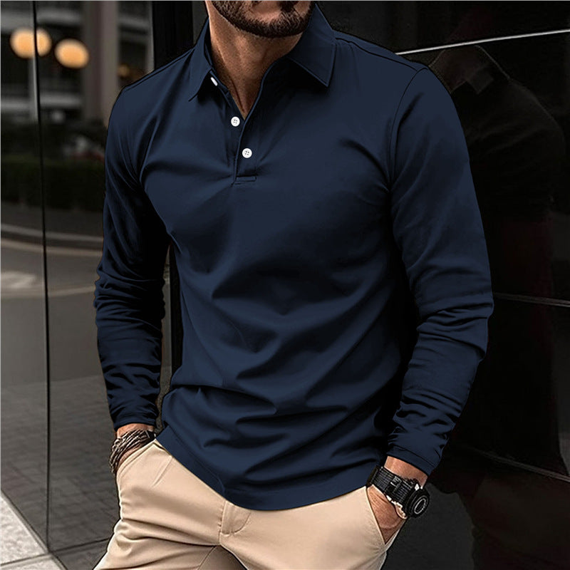 Men's Long Sleeve Polo with Modern Collar and High Quality Cotton Lune London