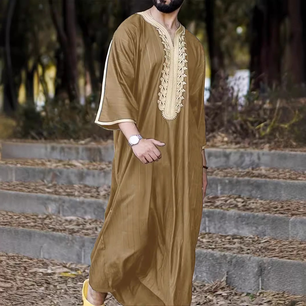 Men's traditional kaftan with artistic embroidery details Lune London
