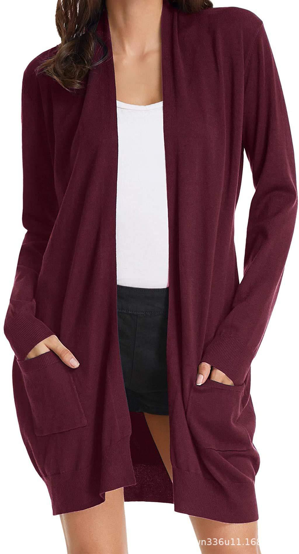 Ladies Long Cardigan with open front and practical pockets Lune London