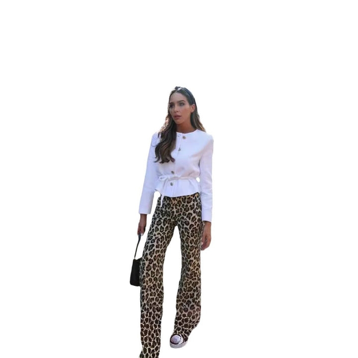 Lune London Women's Fabric Animal Print Pants