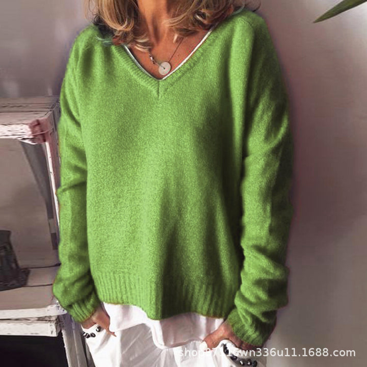 Ladies' V-neck sweater in soft knit Lune London