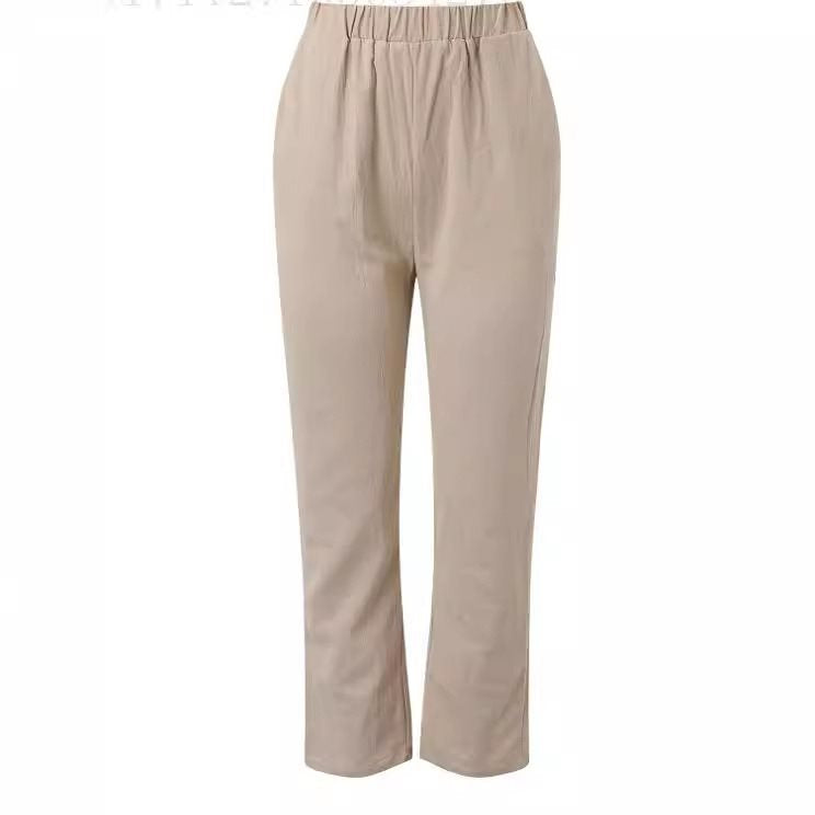 Casual linen pants for women with elastic waistband and practical side pockets Lune London