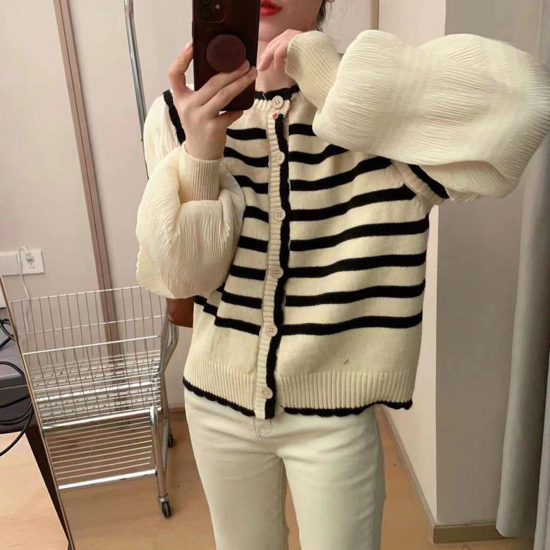 Gilet femme avec des manches volumineuses et un design rayé Chic & Stil