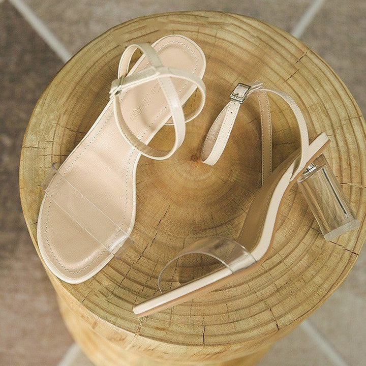 Women Transparent Strap Sandals with Elegant Block Heel Lune London