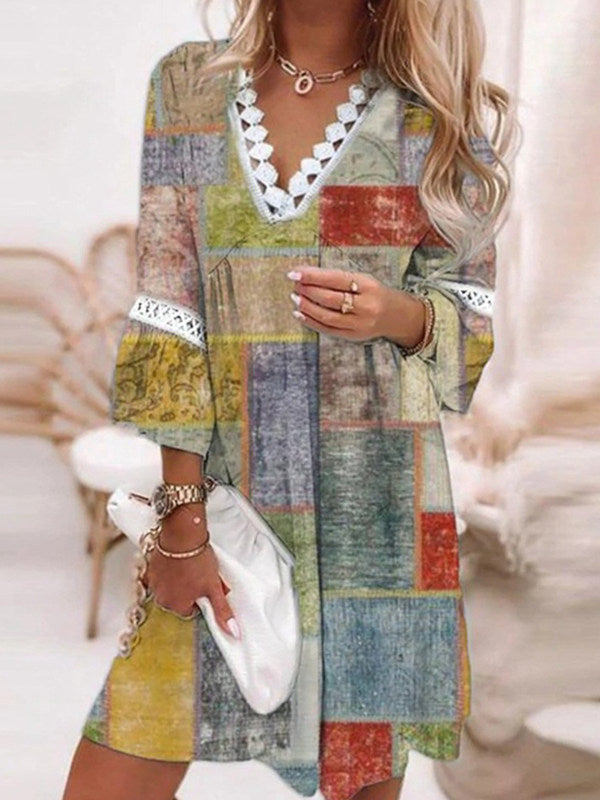 Casual dress for women with V-neck and ruffle details Lune London