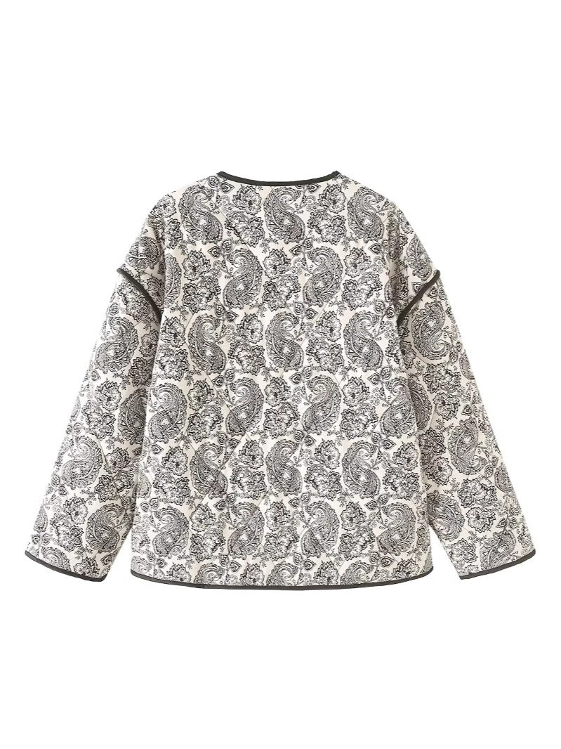 Quilted jacket with unique paisley patterns for women Lune London