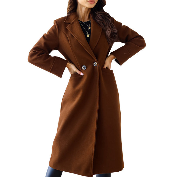 Women's Elegant Wool Coat with Double Breasting and Practical Pockets Lune London