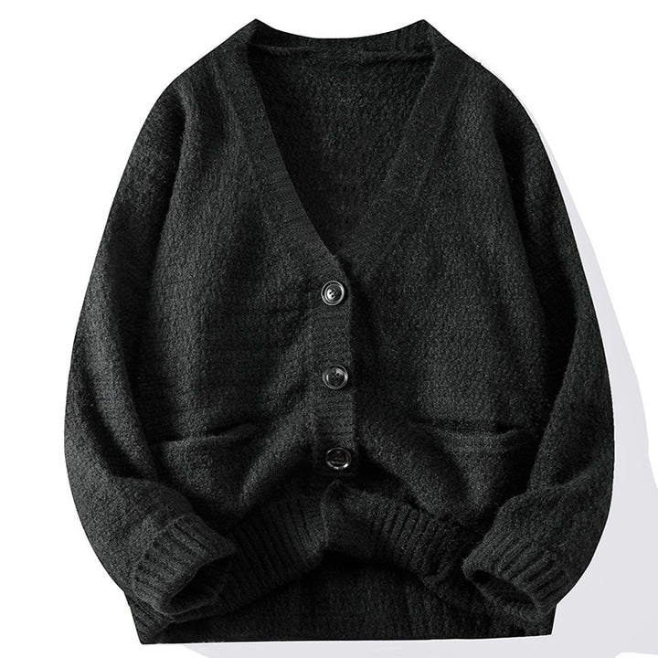 Lady cardigan with deep V-neckline and button closure Lune London