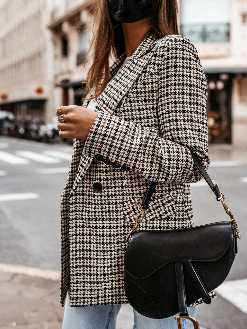 Blazer structuré pour femmes à motif écossais classique Chic & Stil