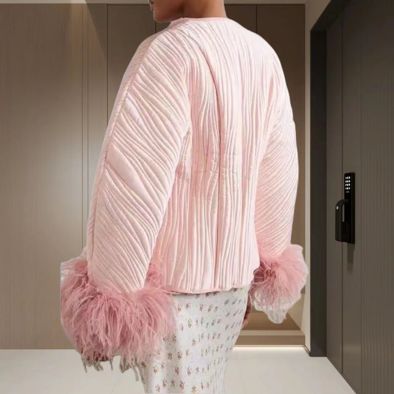Women's Elegant knit cardigan with voluminous sleeves and a delicate pattern Lune London