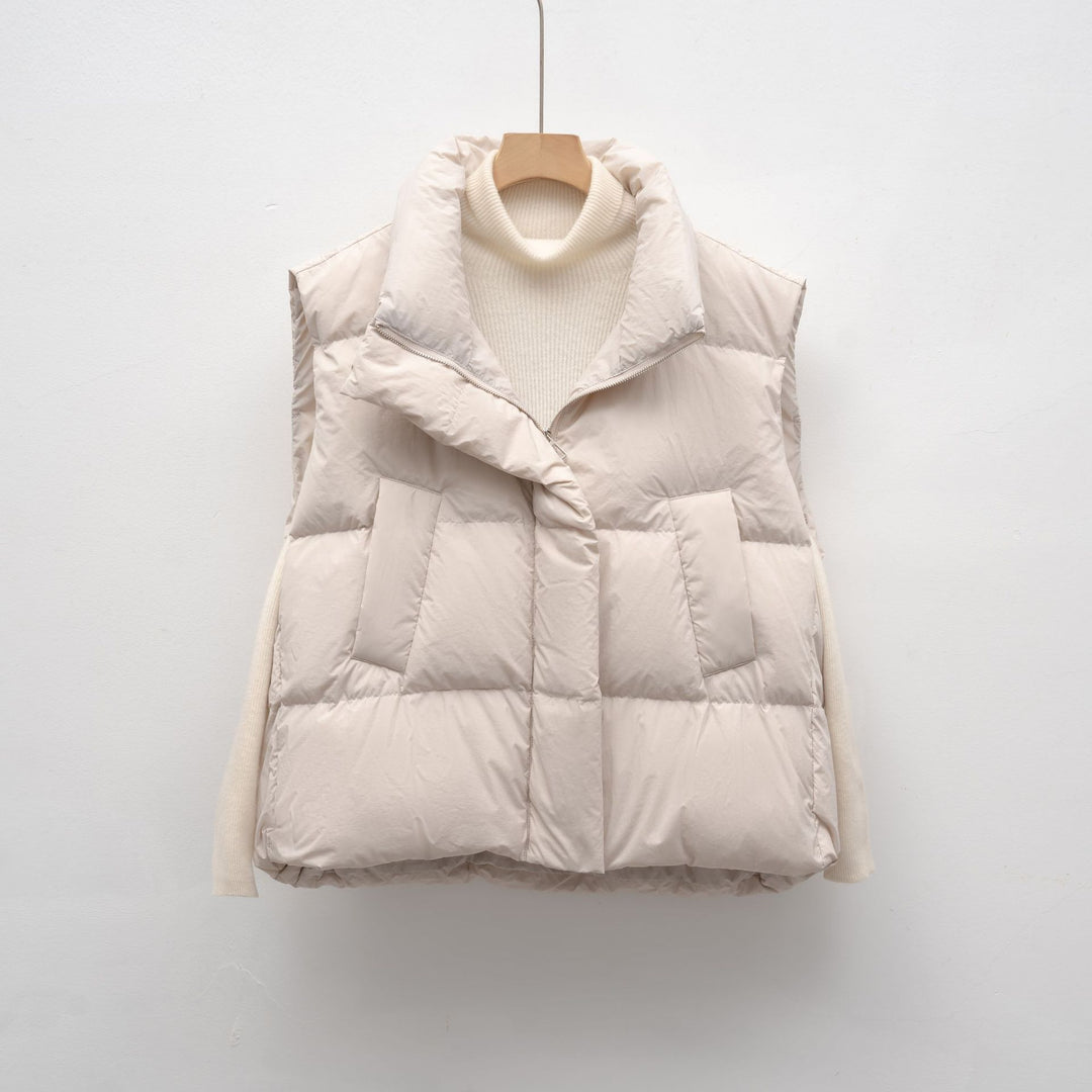 Women's down vest with high collar and practical pockets Lune London