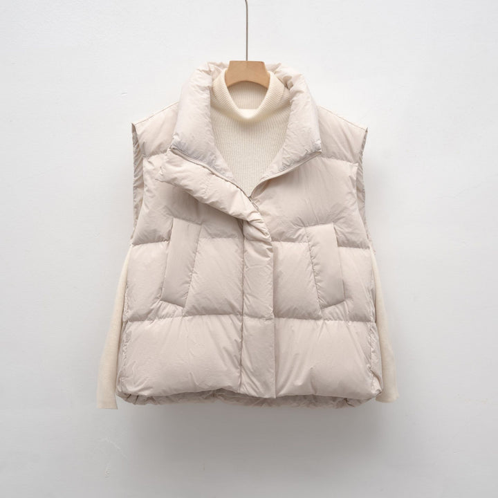 Women's down vest with high collar and practical pockets Lune London