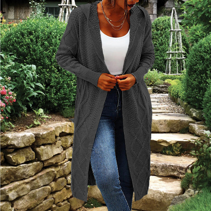 Gilet long en tricot pour femme avec col montant et motif en câble Chic & Stil
