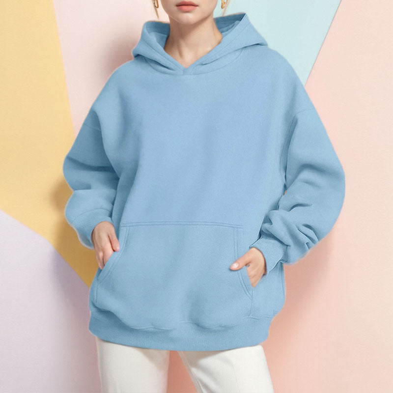 Women's Loose Hoodie Made Of Soft Fleece with Kangaroo Pocket Lune London