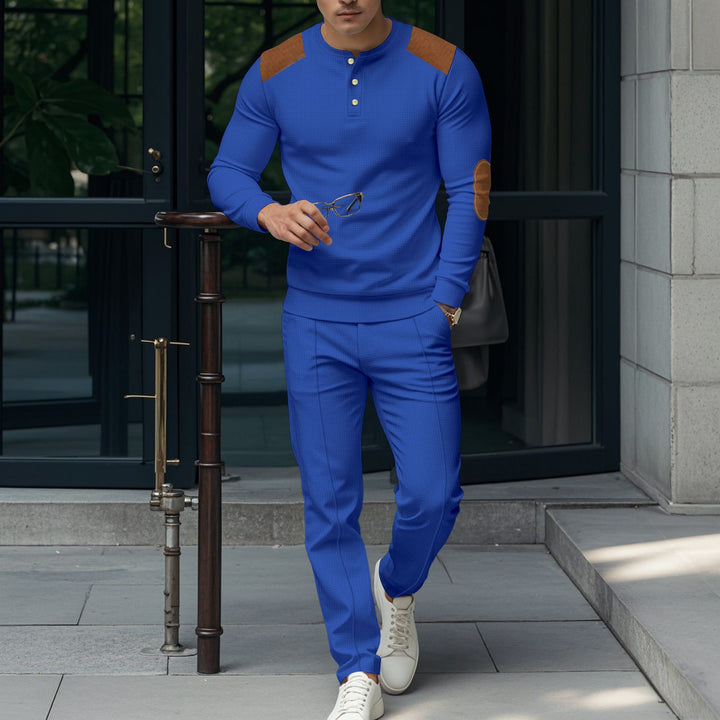 Men's leisure set with practical buttons and leather applications Lune London