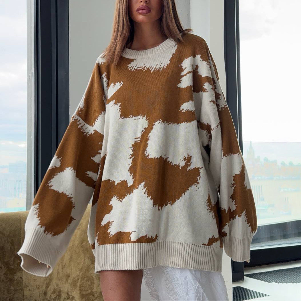 Oversized knitted sweater for women with creative pattern Lune London