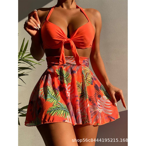 Bikini for women in lightweight floral fabric with skirt Lune London