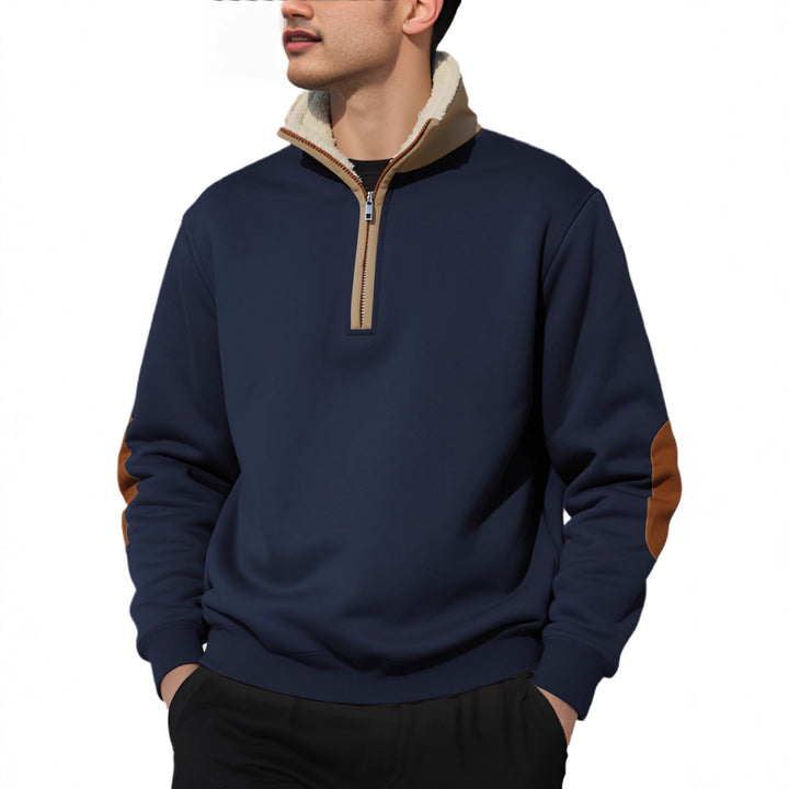 Fleece sweater for men with a high collar and stylish contrasting details Lune London