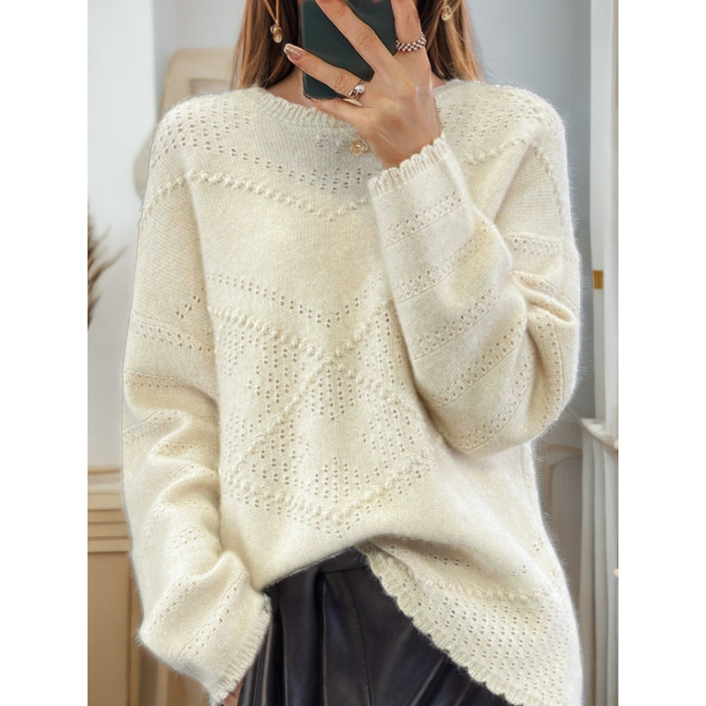 Soft knit sweater for women with refined textured patterns and a relaxed fit Lune London