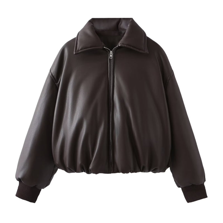 Trendy short jacket for women in high-quality synthetic leather Lune London