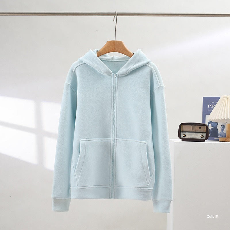 Haut en molleton pour femmes avec zip intégral et poches kangourou Chic & Stil