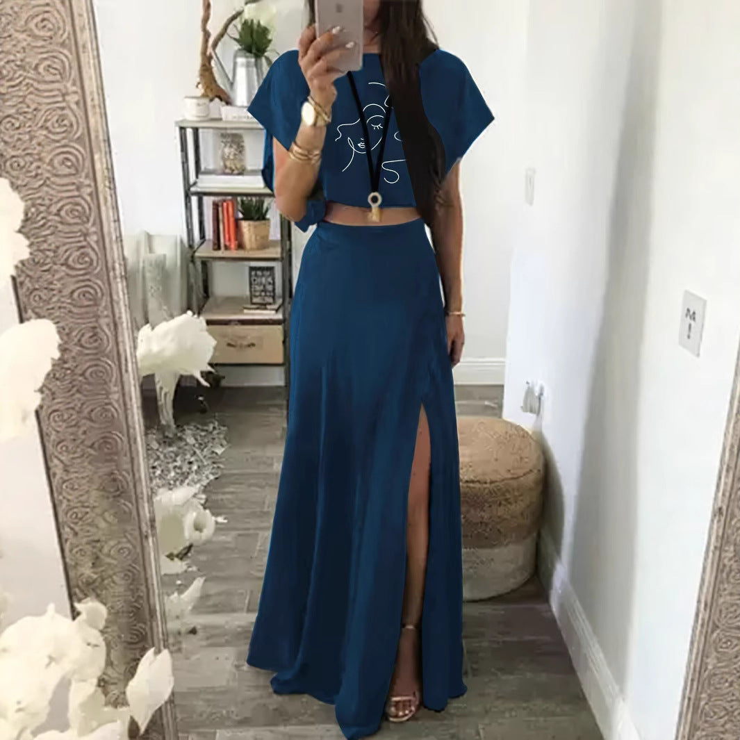 Women’s set with crop top and elegant maxi skirt Lune London