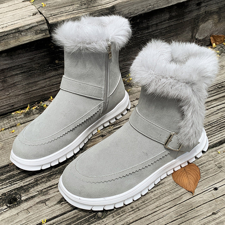Warm lined boots for women with trendy fur trim Lune London