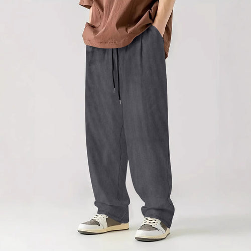 Comfortable ribbed pants for men with elastic waistband Lune London