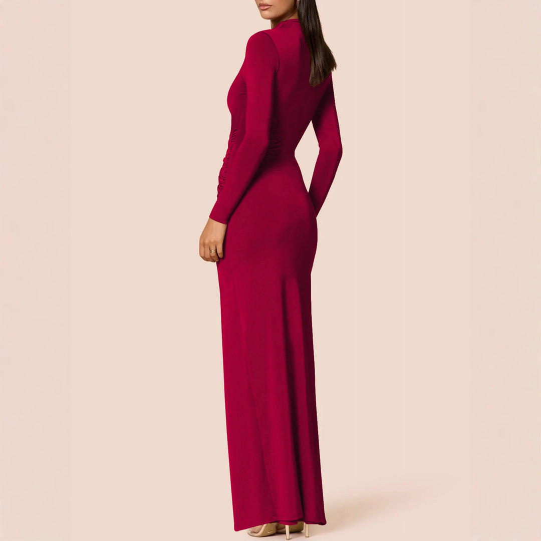 Ladies Elegant Maxi Dress with Bodycon Fit and High Slit Lune London
