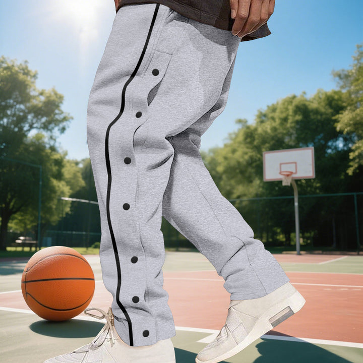 Men's sporty jogger pants with side snap buttons and elastic waist Lune London