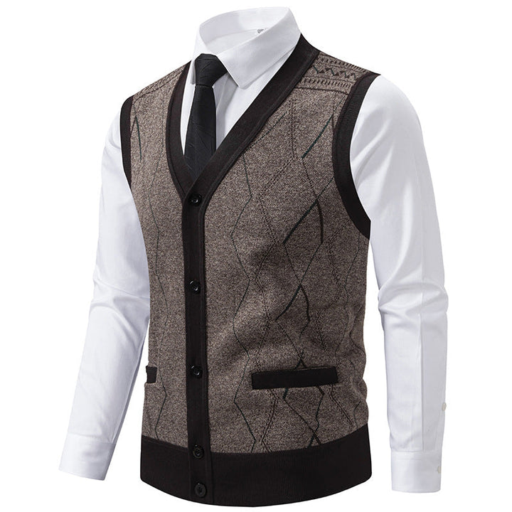 Men's Fashionable Knitted Vest with Sophisticated Patterns and Practical Pockets Lune London