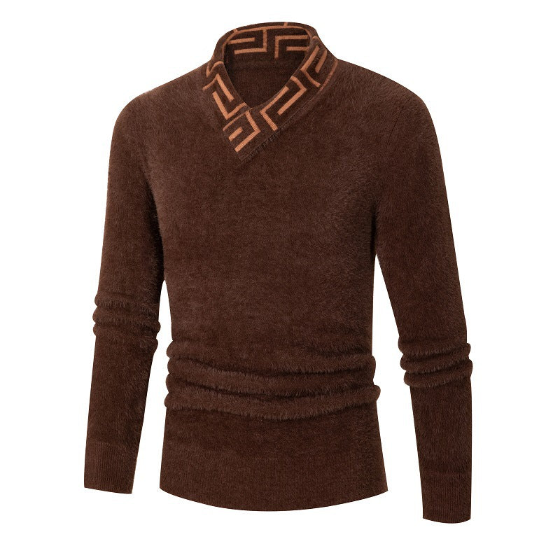 Fashionable men's sweater with an elegant high collar and a textured design Lune London