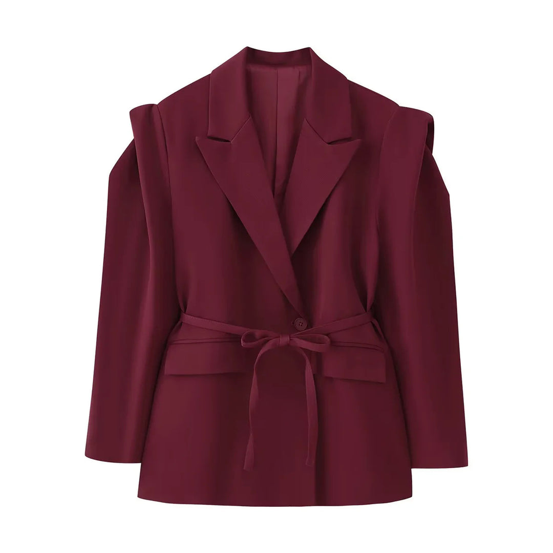 Blazer jacket for women with wide shoulders and adjustable belt Lune London