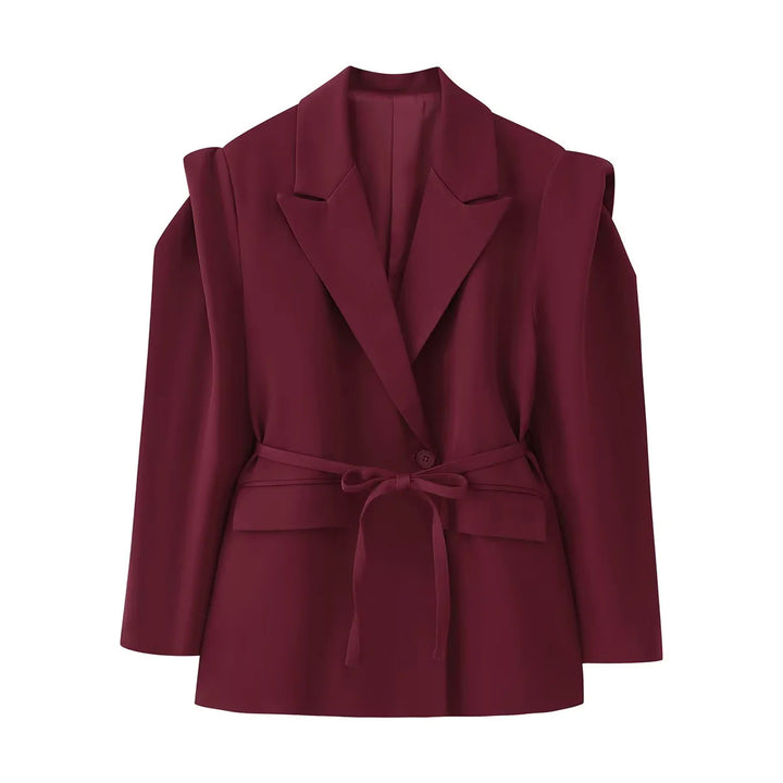 Blazer jacket for women with wide shoulders and adjustable belt Lune London