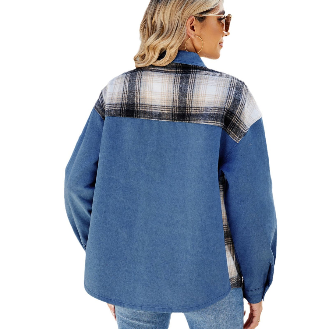 Shirt dress for women with plaid panel and practical chest pockets Lune London